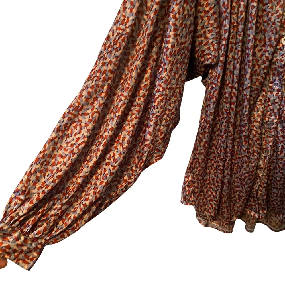 Hukad Sportswear Vintage Abstract Print Button Up Blouse Women's‎ Size Medium